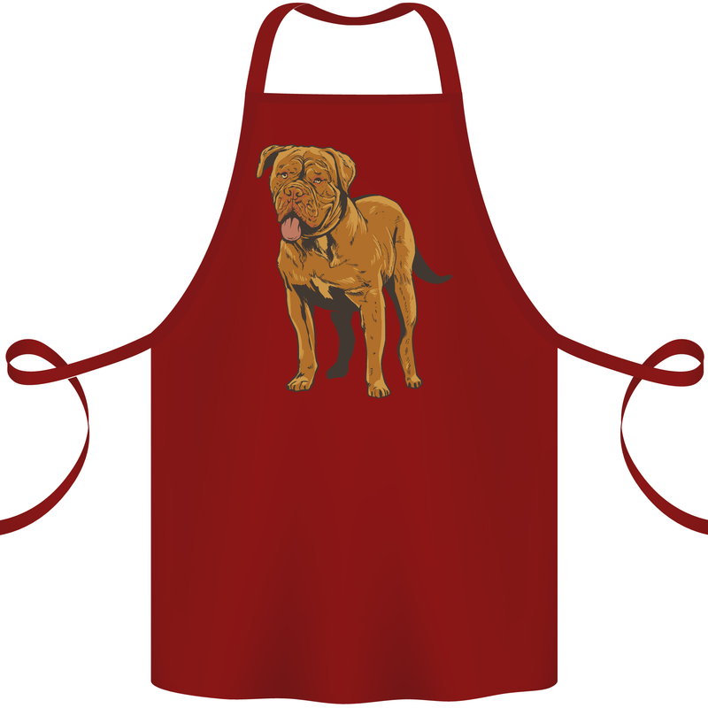 French Mastiff Dogue Bordeaux Dog Cotton Apron 100% Organic Maroon