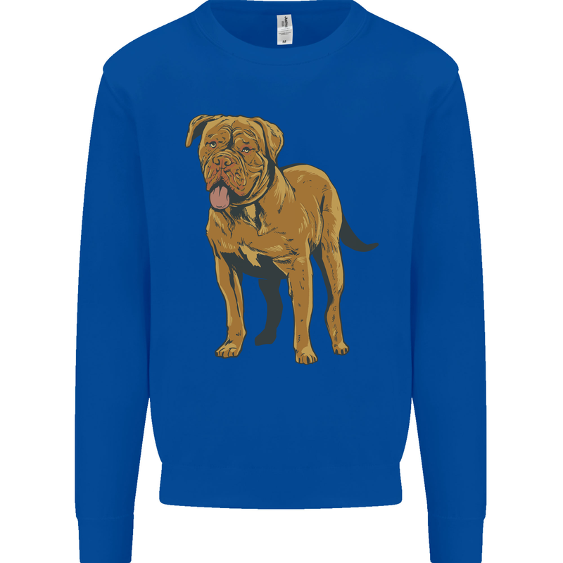 French Mastiff Dogue Bordeaux Dog Kids Sweatshirt Jumper Royal Blue