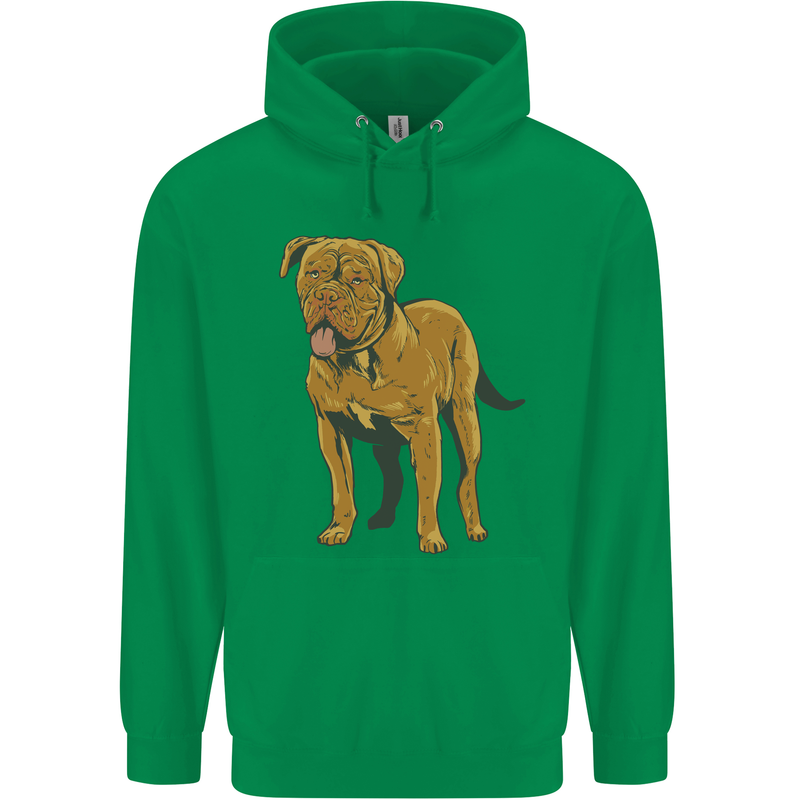 French Mastiff Dogue Bordeaux Dog Mens 80% Cotton Hoodie Irish Green