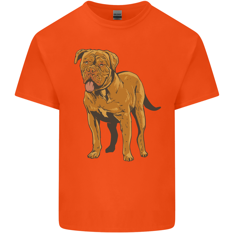 French Mastiff Dogue Bordeaux Dog Mens Cotton T-Shirt Tee Top Orange