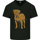 French Mastiff Dogue Bordeaux Dog Mens V-Neck Cotton T-Shirt Black