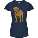 French Mastiff Dogue Bordeaux Dog Womens Petite Cut T-Shirt Navy Blue