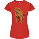 French Mastiff Dogue Bordeaux Dog Womens Petite Cut T-Shirt Red