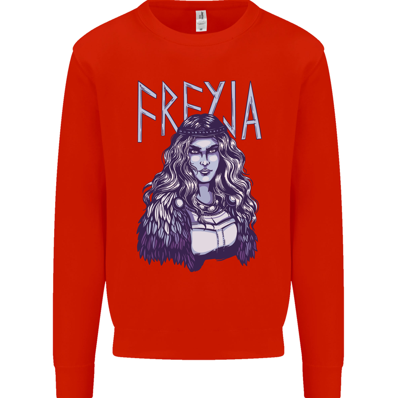 Freyja Norse Goddess Viking Valhalla Kids Sweatshirt Jumper Bright Red