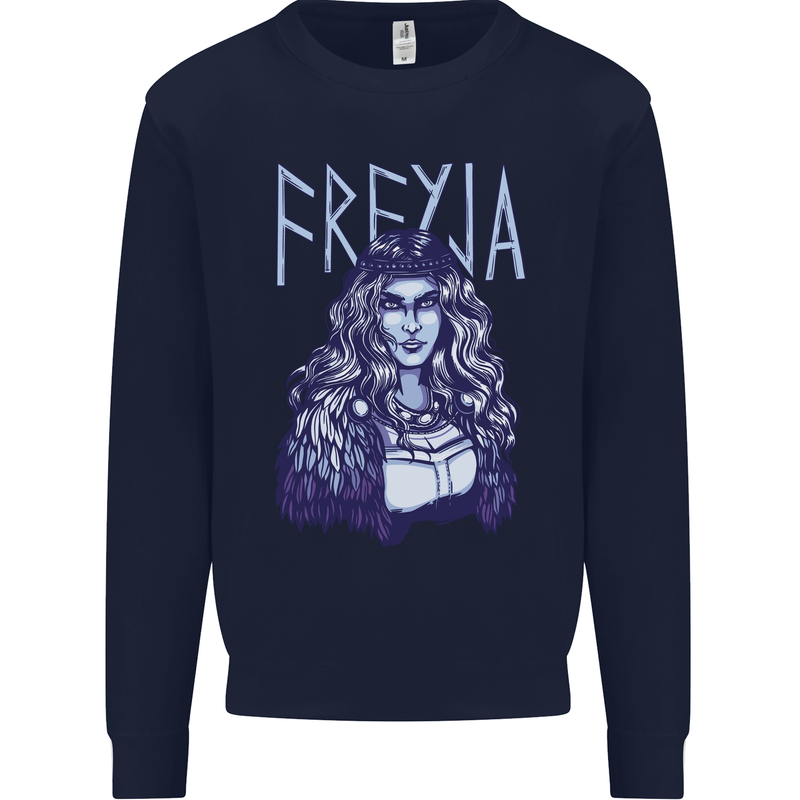 Freyja Norse Goddess Viking Valhalla Kids Sweatshirt Jumper Navy Blue