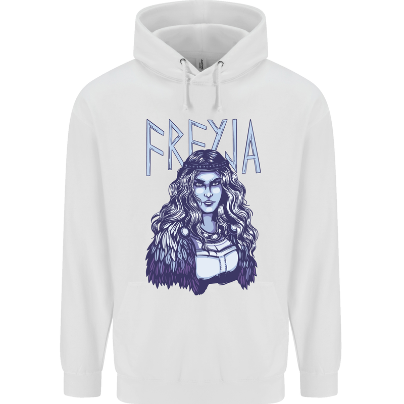 Freyja Norse Goddess Viking Valhalla Mens 80% Cotton Hoodie White