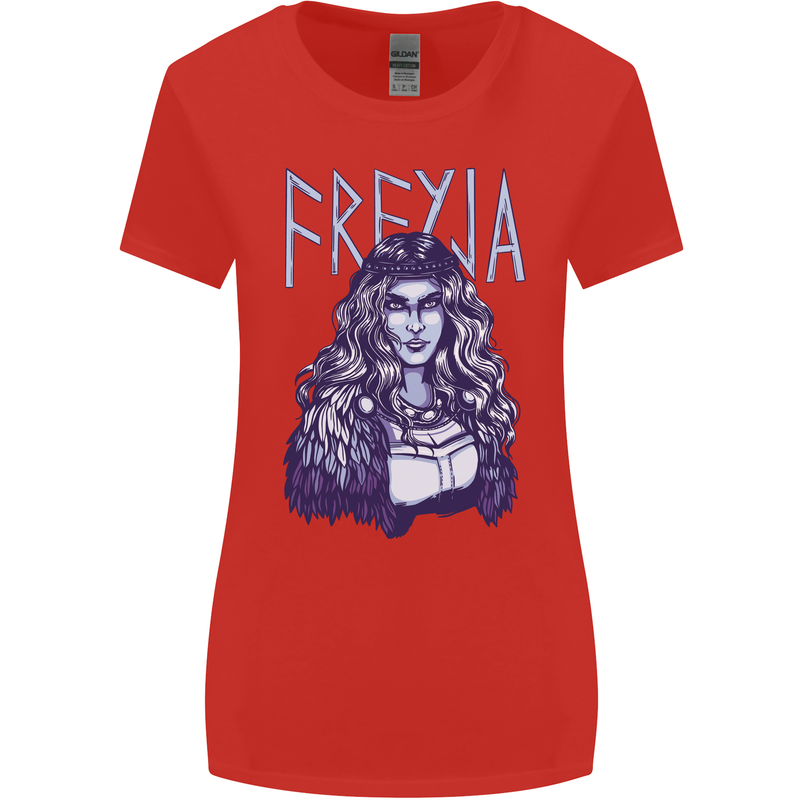 Freyja Norse Goddess Viking Valhalla Womens Wider Cut T-Shirt Red