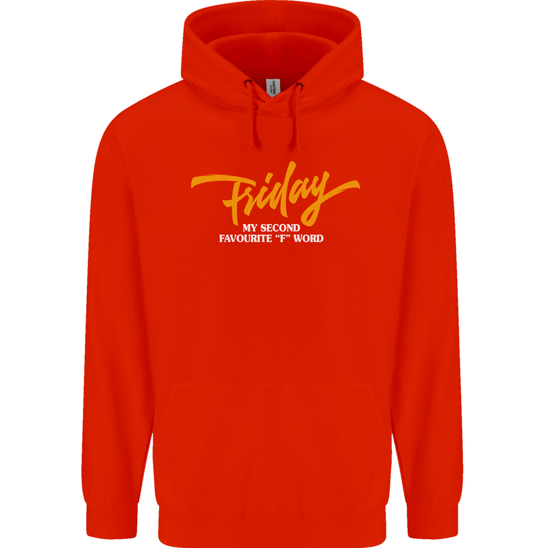 Friday My Second Favorite F Word Mens 80% Cotton Hoodie Bright Red