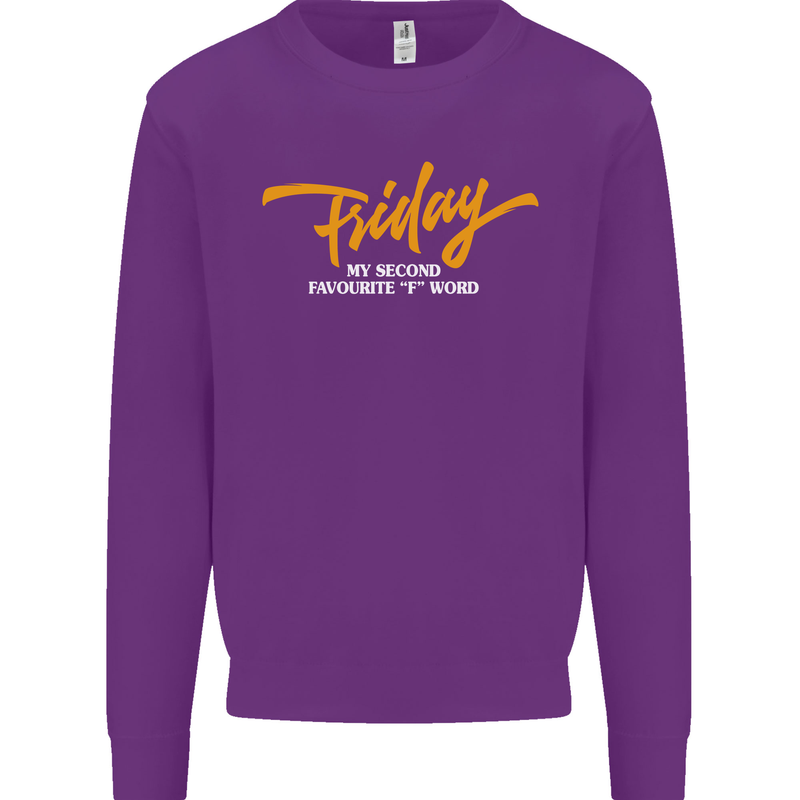 Friday My Second Favorite F Word Mens Sweatshirt Jumper Purple