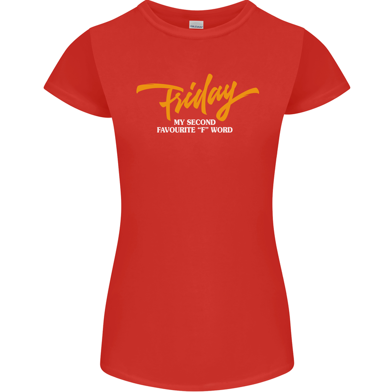 Friday My Second Favorite F Word Womens Petite Cut T-Shirt Red