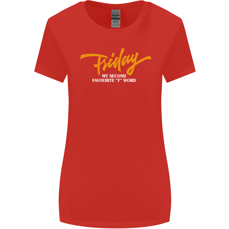 Friday My Second Favorite F Word Womens Wider Cut T-Shirt Red
