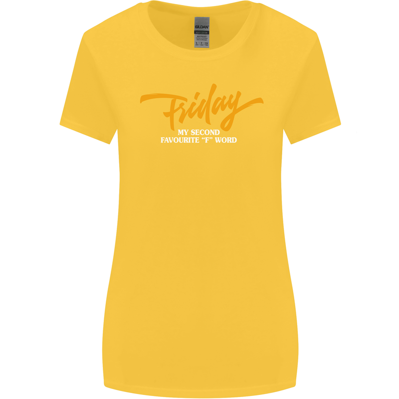 Friday My Second Favorite F Word Womens Wider Cut T-Shirt Yellow