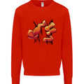 Frog Hand Scrunching Material Kids Sweatshirt Jumper Bright Red
