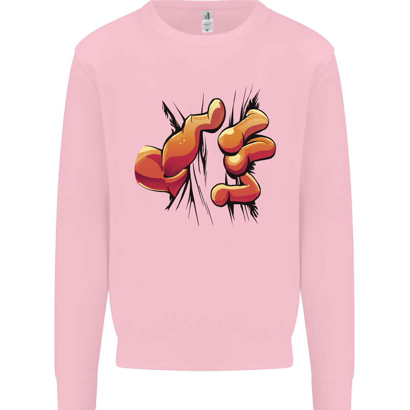 Frog Hand Scrunching Material Kids Sweatshirt Jumper Light Pink