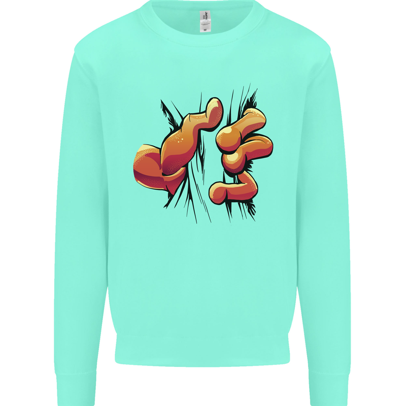 Frog Hand Scrunching Material Kids Sweatshirt Jumper Peppermint