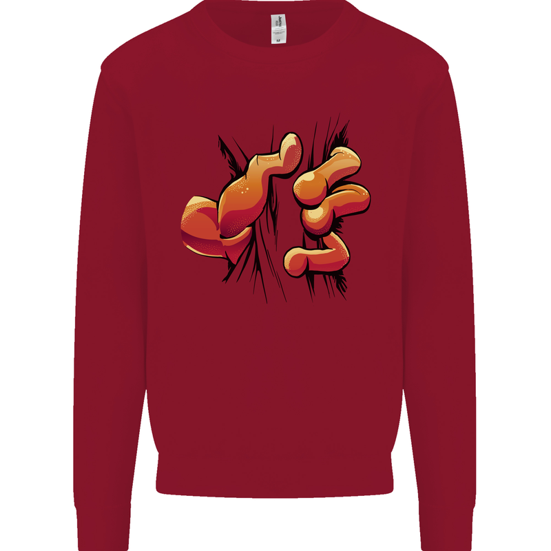 Frog Hand Scrunching Material Kids Sweatshirt Jumper Red