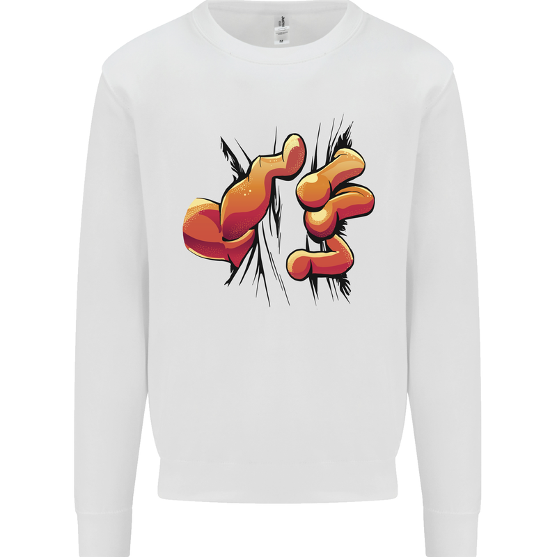 Frog Hand Scrunching Material Kids Sweatshirt Jumper White