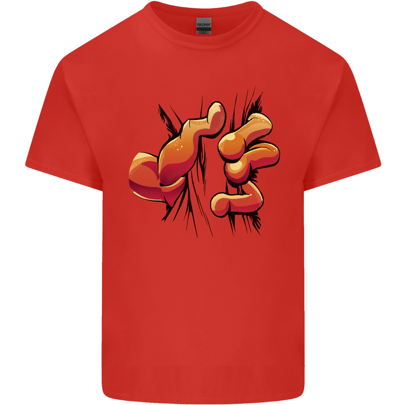 Frog Hand Scrunching Material Kids T-Shirt Childrens Red