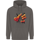 Frog Hand Scrunching Material Mens 80% Cotton Hoodie Charcoal