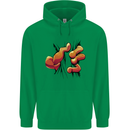 Frog Hand Scrunching Material Mens 80% Cotton Hoodie Irish Green
