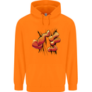 Frog Hand Scrunching Material Mens 80% Cotton Hoodie Orange