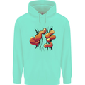 Frog Hand Scrunching Material Mens 80% Cotton Hoodie Peppermint