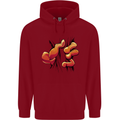 Frog Hand Scrunching Material Mens 80% Cotton Hoodie Red