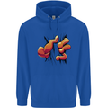 Frog Hand Scrunching Material Mens 80% Cotton Hoodie Royal Blue