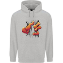 Frog Hand Scrunching Material Mens 80% Cotton Hoodie Sports Grey