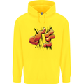 Frog Hand Scrunching Material Mens 80% Cotton Hoodie Yellow