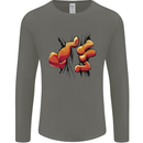 Frog Hand Scrunching Material Mens Long Sleeve T-Shirt Charcoal