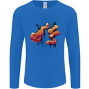 Frog Hand Scrunching Material Mens Long Sleeve T-Shirt Royal Blue