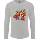 Frog Hand Scrunching Material Mens Long Sleeve T-Shirt Sports Grey