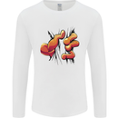 Frog Hand Scrunching Material Mens Long Sleeve T-Shirt White
