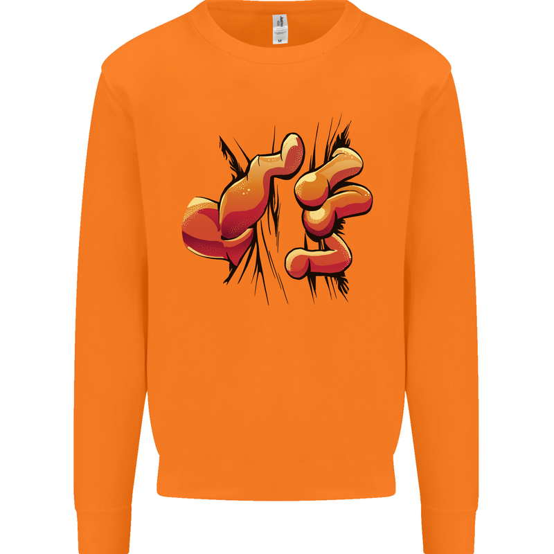 Frog Hand Scrunching Material Mens Sweatshirt Jumper Orange