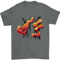 Frog Hand Scrunching Material Mens T-Shirt 100% Cotton Charcoal