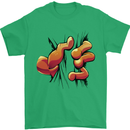 Frog Hand Scrunching Material Mens T-Shirt 100% Cotton Irish Green