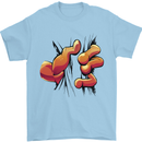 Frog Hand Scrunching Material Mens T-Shirt 100% Cotton Light Blue