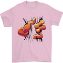Frog Hand Scrunching Material Mens T-Shirt 100% Cotton Light Pink
