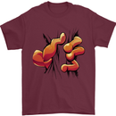 Frog Hand Scrunching Material Mens T-Shirt 100% Cotton Maroon
