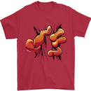 Frog Hand Scrunching Material Mens T-Shirt 100% Cotton Red