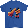 Frog Hand Scrunching Material Mens T-Shirt 100% Cotton Royal Blue
