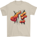 Frog Hand Scrunching Material Mens T-Shirt 100% Cotton Sand
