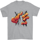 Frog Hand Scrunching Material Mens T-Shirt 100% Cotton Sports Grey