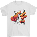 Frog Hand Scrunching Material Mens T-Shirt 100% Cotton White