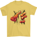 Frog Hand Scrunching Material Mens T-Shirt 100% Cotton Yellow