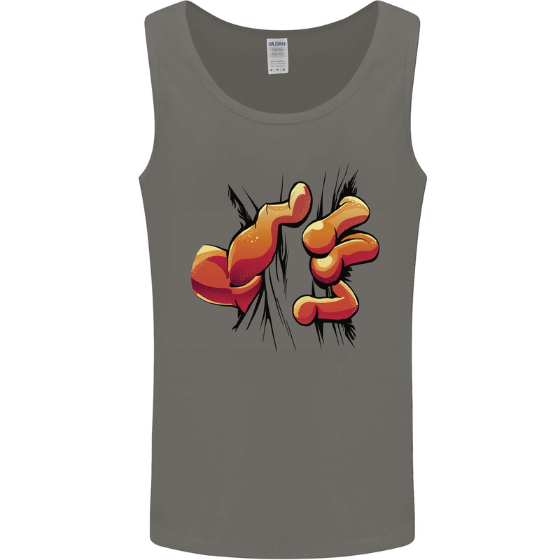 Frog Hand Scrunching Material Mens Vest Tank Top Charcoal