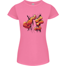 Frog Hand Scrunching Material Womens Petite Cut T-Shirt Azalea