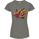 Frog Hand Scrunching Material Womens Petite Cut T-Shirt Charcoal