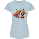 Frog Hand Scrunching Material Womens Petite Cut T-Shirt Light Blue